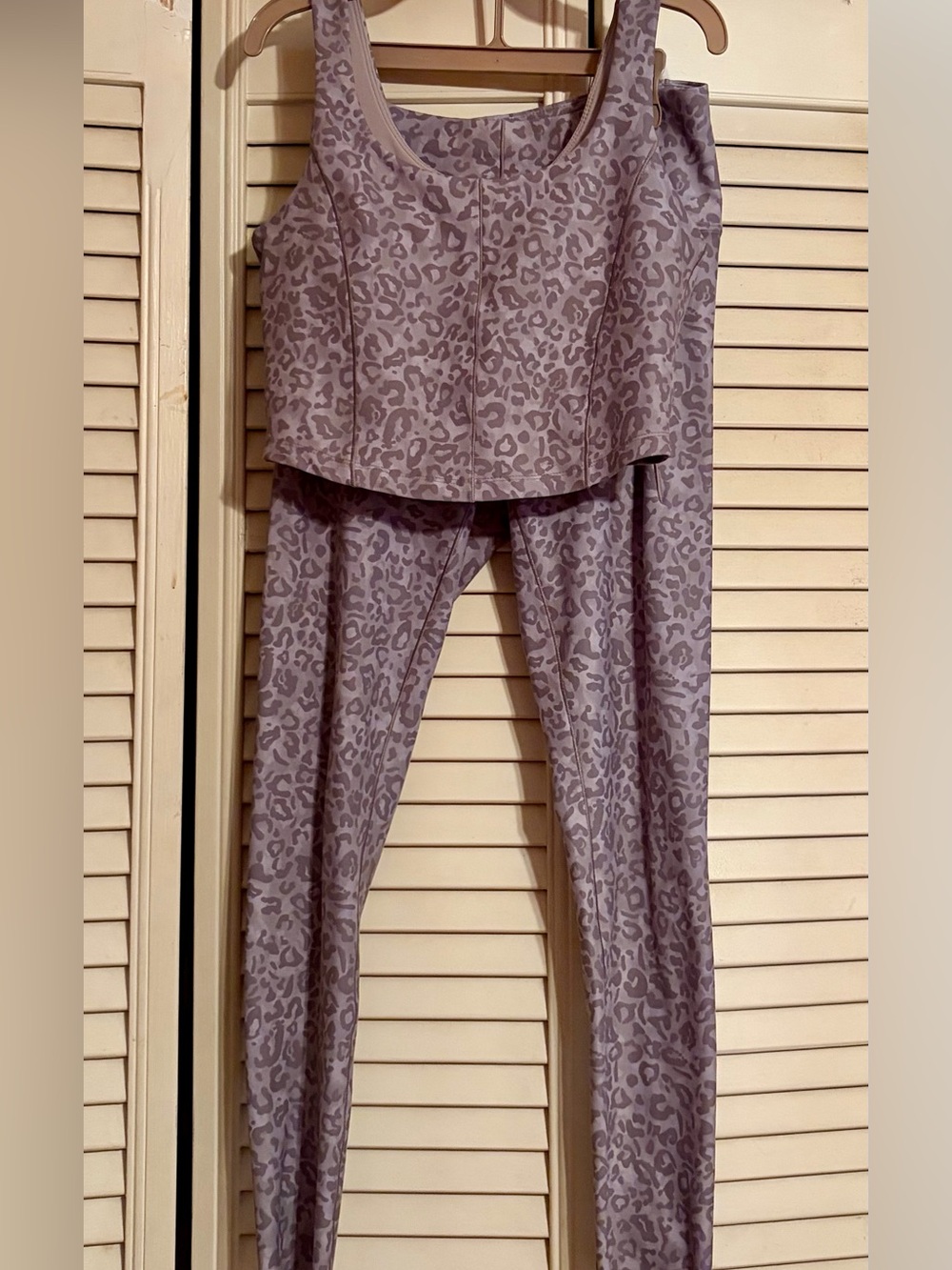 Grey leopard print workout set
